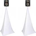 Speaker Stand Cover Tripod Stand Skirt, DJ Speaker Stand Tripod Cover Scrim 360 Degree Coverage (White-Two Pack)