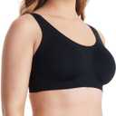 Momcozy Seamless Comfort Bra, Wireless Full-Coverage Everyday Wear, Invisible All-Day Support (Black) S Plus