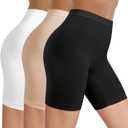 Shorts for Under Dresses Women High Waisted Anti Chafing Seamless Dress Shorts for Women 3 Pack (Small, Black/White/Beige)