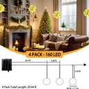 Solar Christmas Ball Lights - 160LED Outdoor Tree Globe String Lights, 8 Modes Waterproof Sphere Lantern Lights, Christmas Decor for Tree Garden Porch (Warm White, 4pack)