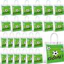 Abbylike 24 Pack Clear Soccer Gift Bag with Handles Soccer Goodie Bag Plastic Reusable Clear PVC Container for Shopping Sports Theme Game Birthday Party Decorations 7.8 x 7.8 x 3.1 Inch (Football)