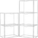 Acrylic Box Display Case, Clear Plastic Stackable Storage Bins with Magnetic Attraction Lid, Showcase for Cosmetic, Large Figures Collectibles (5 Pack, XLarge)
