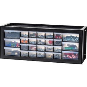 IRIS USA Plastic Storage Drawers, Made in USA, 26-Drawer Organizer Cabinet, Stackable Teacher Toolbox for Crafts, Stickers, Crayons, Markers, Beads, Hardware, Building Bricks, Garage Storage Black