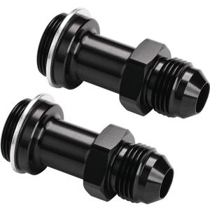 8AN Male Flare to 7/8-20 Carb Carburetor Inlet Fitting Adapter 2-1/8 Inch Long Aluminum Black, Pack of 2