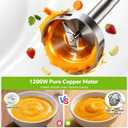 1200W Immersion Blender Handheld, 5-in-1 Variable Speed Emulsifier Hand Blender Stick with Whisk Chopper Milk Frother Mixing Cup and Storage Rack for Kitchen Soup, Purees, Baby Food and Smoothies