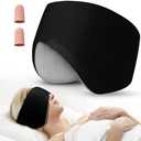 Sleep Mask, Eye Mask for Sleeping with Heads Adjustable, Earmuffs for Sleep for Men & Women, 2 in 1 Ear Mask and Blindfold, Soft Dual-Sided All-Season Eye Cover for Side Sleepers (Black)