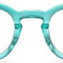 2SeeLife Turquoise Round Premium Clear Frame Reading Glasses Solid & Sturdy Frame Blue Light Retro Readers for Men & Women with Spring Hinges & Scratch-Resistant Lenses, Strength 2.25