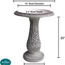 Pedestal Birdbath with Solar Fountain, Resin Stone Composite Outdoor Garden Decor, Standing Bird Bath for Outside Patio Yard, 23-Inch Tall, Garden Fountain, Resin Bird Baths, Hummingbird Bowl