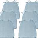 IASEAHK Chair Cushions for Dining Chairs Set of 6, Non Slip Kitchen Chair Pads, 17" x 16" x 2", Indoor Dining Chair Cushions with Ties, D-Shaped Seat Cushions for Kitchen Chairs, Light Blue