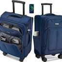 Softside Top Opening Carry On Luggage 22x14x9 Airline Approved, 20 Inch USB Port Suitcases with Spinner Wheels, Expandable luggage with TSA Lock for Women Men