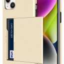 Jiunai for iPhone 14 Case Card Holder Wallet CC IDs License Access Card Slot Minimalist Dual Layer Hybrid Bumper Anti Scratch Protective Pocket Phone Cases for iPhone 14 6.1'' 5G 2022 Men Women Gold