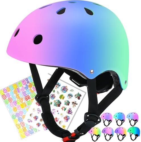 BiutiMama Color Gradient Adjustable Kids Bike Helmet Toddler Skateboard Helmets Boys Girls Child Ventilation Helmet for Multi-Sports Skating Cycling Scooter Balance, Small: 20.1"-21.2" (51-54 cm)