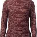 Leapstride Women's Slim Fit Turtleneck Performance Base Layer Long Sleeve Top with Mountain Print, Moisture-Wicking Fabric for Workouts & Outdoor Activities