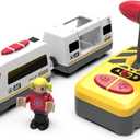 Z MAYABBO Wooden Train Set Accessories Battery Operated Locomotive Trains, Remote Control Train Vehicles for Wood Tracks, Powerful Engine Trains Cars Fits All Major Brands of Railway System