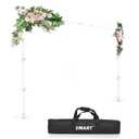 EMART Backdrop Stand, 6.5x10 ft Adjustable Photo Background Pipe and Drape Photography Kit with Heavy Duty Metal Flat Base for Parties, Wedding, Video Studio, Birthday - White