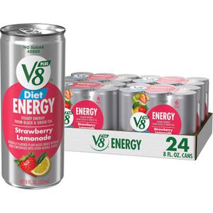 V8 +Energy Diet Strawberry Lemonade Juice Energy Drink, 8 fl oz Can (21 Pack)