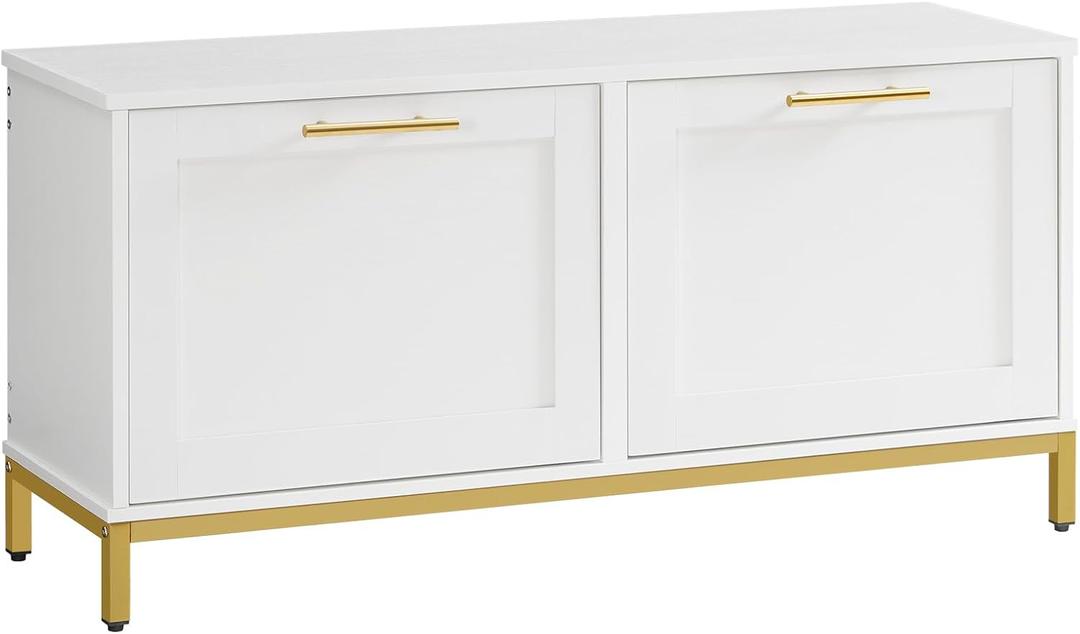 HOOBRO Shoe Bench with Storage, Shoe Storage Bench with 2 Flip Drawers, 39.4"L x 11.8"W x 18.9"H