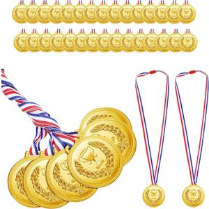 Hicarer 30 Pieces 2.36 Inch Plastic Gold Medals for Awards Sports Soccer Football Medals for Awards Gymnastics Winner Competition Party Favors