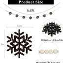 2 x DAZONGE Christmas Decorations, Felt Snowflake Garland and Wood Beads for Farmhouse Christmas Banner Decor, Wall, Shelf, and Holiday Decorations (Black)