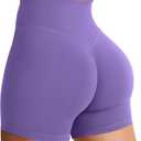 YEOREO Women's Biker Shorts 6" Workout Gym Shorts Craze High Waist Tummy Control Hidden Scrunch Running Yoga (Medium, Dahlia Purple)