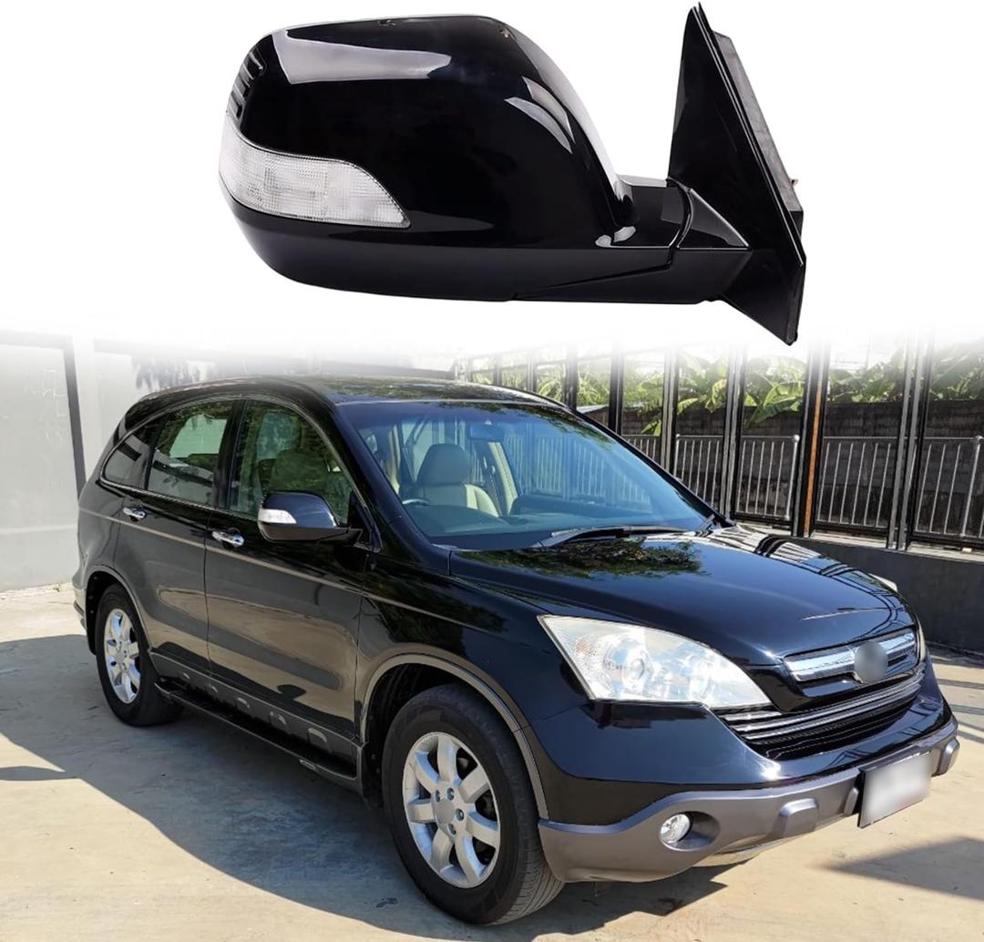 Car Side Mirror Fit for 2007 2008 2009 2010 2011 HONDA CRV CR-V RE1 RE2 RE4 Passenger Side View Mirror Assembly Lens Electric Adjustment, Turn signal Light (5 Wires, Black-Right-5W)