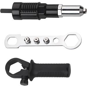 Pop Rivet Gun Adapter Kit, Cordless Electric Power Drill Rivets Attachment with 4 Rivet Heads 2.4mm, 3.2mm, 4.0mm & 4.8mm, Riveter Insert Nut Tool for Pop Riveting Work