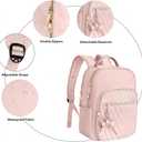 MATEIN Bowknot Cute Backpack Purse, Fashion Mini Shoulder Bag, Waterproof Lightweight Travel Daily Backpack College Handbag for Ladies Women, 2pcs Sets, Pink, Small-12.9 inch