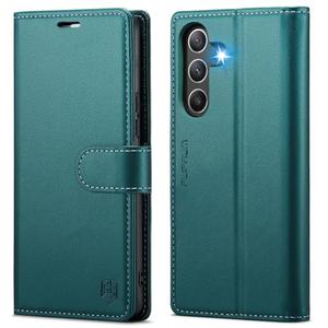 FLIPALM Wallet Case for Samsung Galaxy A35, RFID Blocking Credit Card Holder, PU Leather Folio Flip Kickstand Protective Shockproof Cover for Galaxy A35 (Blue-Green)