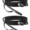 P45W 15V 3A Compatible with Microsoft Surface Pro 3/5/6/7Go3/2/1 Laptop 4/3/2/1 Type-C to Surface Nylon Braided Cable Power Supply USB-C Charger Cable - 2-Pack Black 6.6ft
