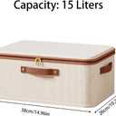 Storage Bins with Lids, Fabric Storage Boxes with Handles, Breathable Cotton Linen Clothes organizing Box for Wardrobe, Closet (2-middle)
