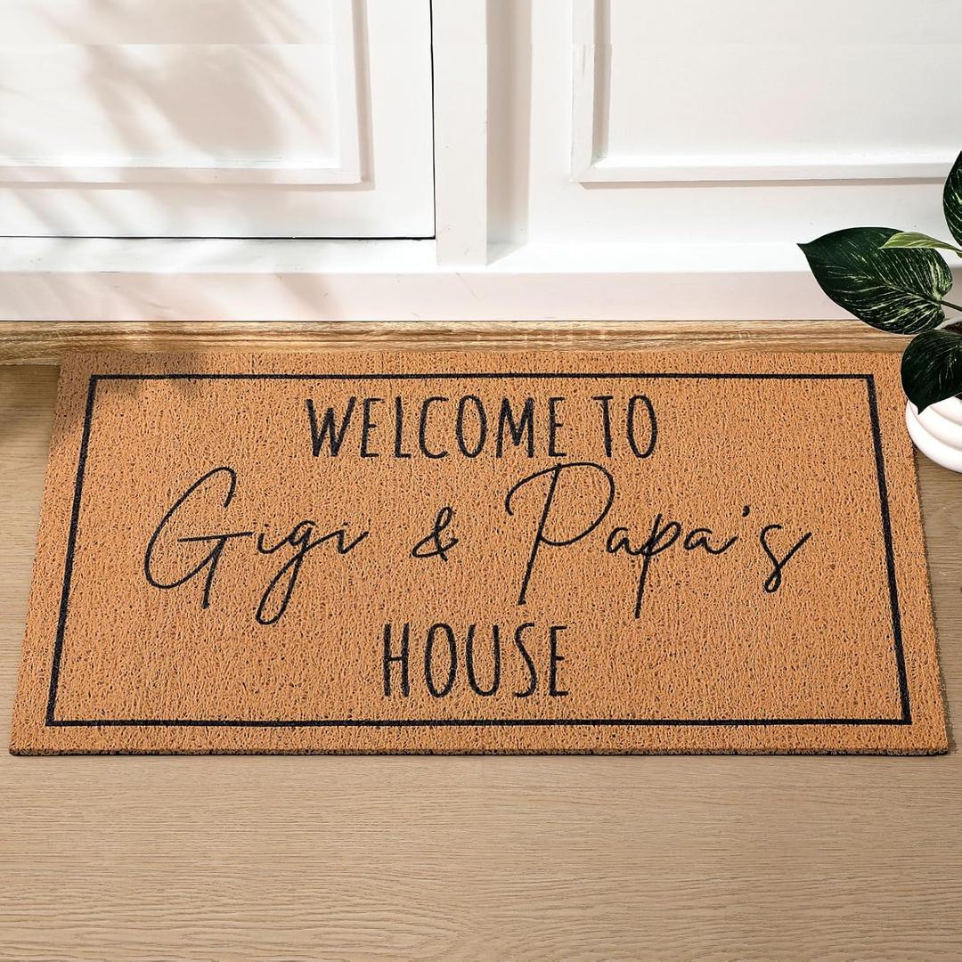 Nana Papa Welcome Doormat for Grandma Grandparents, Gigi Mimi Gifts from Grandkids Granddaughter, Birthday Gifts for Front Porch Decor(Gigi and Papa,29 x 17 Inch)