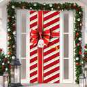 Christmas Door Cover Decoration Merry Box Bowknot Photography Backdrop Outdoor Sign for Home Wall Indoor Outdoor Party 35.4''78.7''(Red)