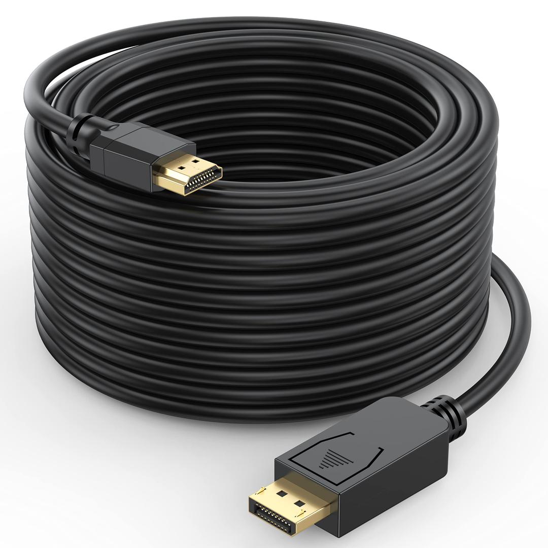 4K DisplayPort-DP to HDMI Cable 50FT, Display Port to HDMI Cable 50 Feet Adapter, 4K&3D, Video/Audio, 15.24M for HDTV, Monitor, Projector