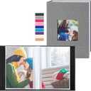 Ywlake Photo Album 4x6 100 Pockets 2 Packs, Small Mini Capacity Linen Photo Album Bulk Sets, Each Pack Holds 100 Top Loader Vertical Only Picture for Kids Boy Girls Grey
