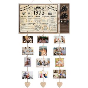 Holkcog 50th Birthday Decorations Gift for Women Men, Back in 1975 Poster Picture Frames Collage Wall, Cheer To 50 Years Old Party Picture Photo Frame, 50th Anniversary Table Decortions Party Supplies