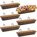 Geetery 6 Pack Window Railing Planter 30 Inch Deck Black Metal Hanging Flower Planter Basket Window Boxes Railing Planter Basket with Coconut Liner for Patio Fence Porch Balcony(Vintage)