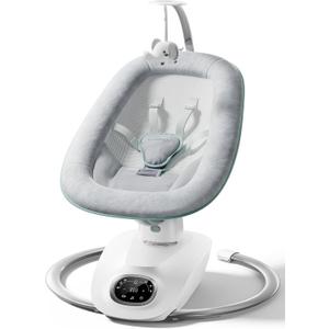 Momcozy CocoSway Electric Baby Swing for Infant, 180 Rotating Seat, 6 Parent-Like Sway Motions & 4 Speeds, Quiet Soothing, Remote Control, Machine-Washable Cover, Grey