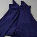 GRAPENT Women's Swim Dress One Piece Swimsuit with Skirt Modest Cut Out Padded Twist Bathing Suits Swimwear Swimdress (Large, Navy Blue)