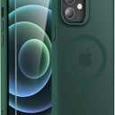 WRJ Case Designed for iPhone 12/12 Pro, Translucent Magnetic Phone Case for Women Men [Compatible with Magsafe] Slim Anti-Fingerprints Shockproof Protective Cover with Screen Protector-Green
