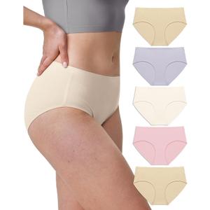 Neione Women's Cotton Underwear No Show Hipster Panties with Seamless Look No Panty Lines (Medium, 5-pk Sweet Nude)