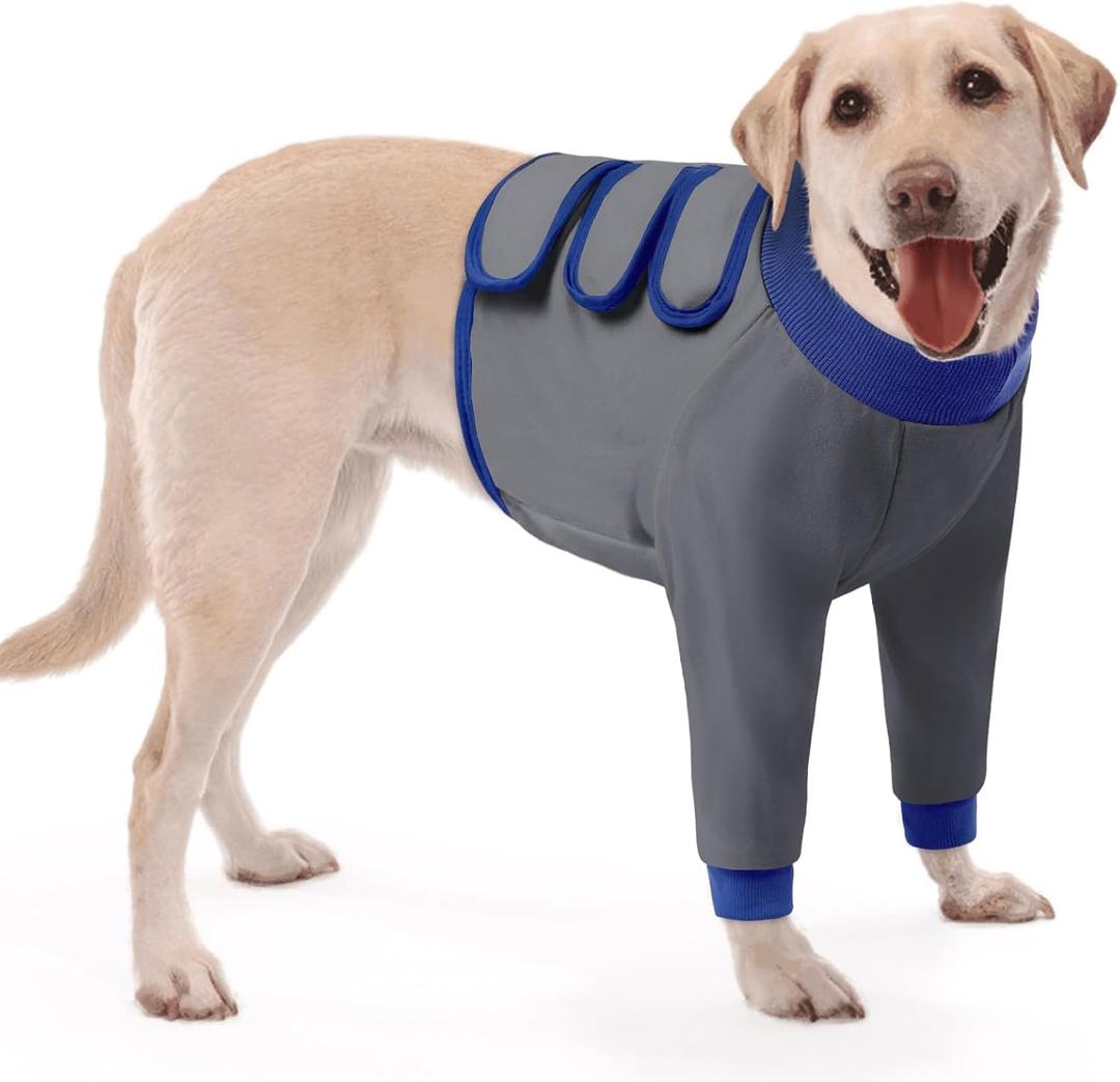 KOESON Dog Recovery Sleeve for Front Legs, Soft Pet Recovery Suit After Surgery, Adjustable Dog Leg Elbow Protector, Pet Wound Care Shirt to Stop Licking, E-Collar Cone Alternative, Grey XL