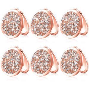 Yulejo 6 Pieces Compact Mirror Bulk Mini Pocket Mirror for Purse Gift Wedding Makeup Small Portable Magnifying Cosmetic for Travel Pocket 2.75 Inch Round Folding for Women Mom Baby Shower Bridesmaid (Rose Gold)