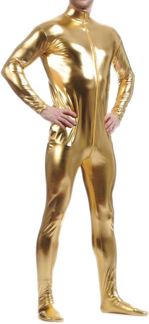 Seeksmile Unisex Metallic Bodysuit Zentai without Hood Adult Shiny One Piece Spandex Body Suit Halloween Costume (Large, Gold) Seeksmile Unisex Metallic Bodysuit Zentai without Hood Adult Shiny One Piece Spandex Body Suit Halloween Costume (Large, Gold)