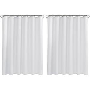 Nasitos Fabric Shower Curtain Liners 2 Pack - W72 x H72 - Washable & Water Resistant Lightweight Cloth Shower Liners for Bathroom, Soft Hotel Quality, Standard Size (White, 4 Magnets Included)