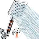 MakeFit Filtered Shower Head - 6 Modes High Pressure Handheld Shower Head with Filter Mineral Beads, Detachable Handheld Showerhead Set with Stainless Steel Hose and Shower Arm Bracket (Chrome)