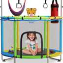 Toddler Trampoline for Kids Ages 3-8 - 5 ft Toddler Trampoline with Net, Basketball Hoop, Ocean Balls, Boxing Bag, Hammock - Indoor and Outdoor for Kids, Backyard