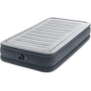 Intex 67765ED Dura-Beam Deluxe Comfort-Plush Mid-Rise Air Mattress : Fiber-Tech  Twin Size  Built-in Electric Pump  13in Bed Height  300lb Weight Capacity (Grey)