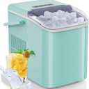 Countertop Ice Maker, 9 Cubes in 6 Mins, 26lbs in 24Hrs, 2 Sizes of Bullet Ice, Auto-Cleaning, Portable Ice Machine with Handle, Basket and Scoop for Home Kitchen, Party and Camping (Green)