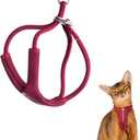 Escape Proof Y Shape Cat Harness Anti-Choke Adjustable Soft Comfortable Padded Cat Vest Harness Anti Escape Cat Rope Harness for Kitten Small Medium Large Cats (Burgundy, M)