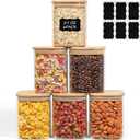 ComSaf 27 oz Glass Food Storage Jars Set of 6, Clear Storage Containers with Airtight Lids, Pantry Organization Jar, Spice Jar, Blooming Tea, Oat, Coffee and Sugar Container, Canister Set for Kitchen